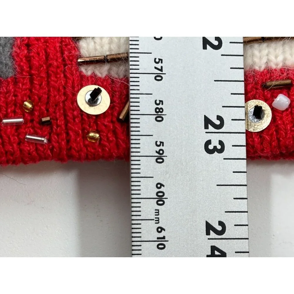 Coldwater‎ Creek Red Bejeweled Cats Kitchy Zip Sweater Jacket Size L - Picture 8 of 16